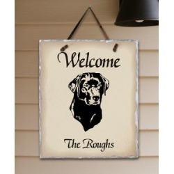 Welcome Dog Breed Personalized Slate Plaque