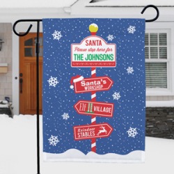 Personalized Santa Please Stop Here Garden Flag