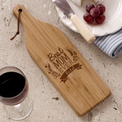 Engraved Best Mom Ever Wine Bottle Cutting Board