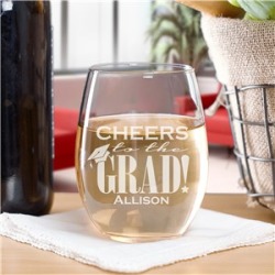 Engraved Graduation Wine Glass