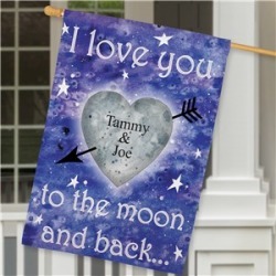 Personalized To The Moon and Back House Flag