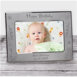 Engraved Happy Birthday Silver Photo Frame