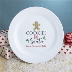 Cookies For Santa Ceramic White Personalized Plate