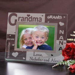 Engraved Glass Picture Frame For Grandma