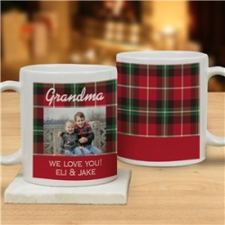 Personalized Grandma Plaid Photo Mug