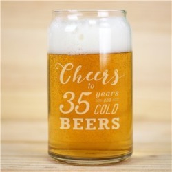 Engraved Cheers to Birthday Beer Can Glass