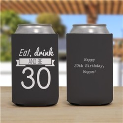 Personalized Eat#44; Drink Birthday Can Cooler