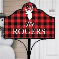 Plaid Deer Personalized Magnetic Sign Set