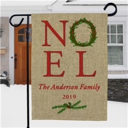 Noel Personalized Burlap Garden Flag