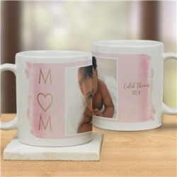 Personalized Watercolor Mom Photo Mug