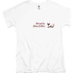 buy  Will Work for Shoes and Wine Women's Pocket T-shirt cheap online