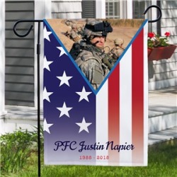 Personalized Military Pride Memorial Photo Garden Flag