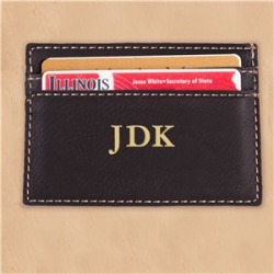 Three Initial Black Leatherette Engraved Money Clip