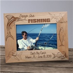 Engraved Deep Sea Fishing Wood Picture Frame