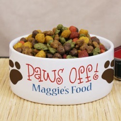 Personalized Paws Off Ceramic Dog Bowl