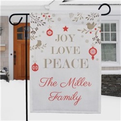Joy Love Peace Personalized Garden Flag