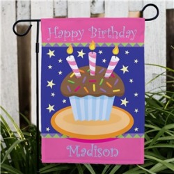 Personalized Birthday Cake Garden Flag