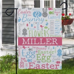Word-Art Personalized Easter Garden Flag