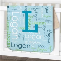 Initial Word-Art Sherpa Personalized Baby Blanket