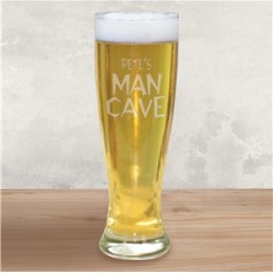 Engraved Man Cave Glass Pilsner