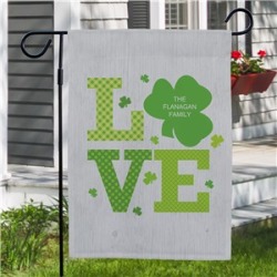 Personalized Shamrock Love Garden Flag