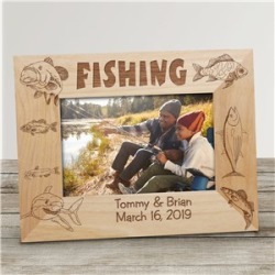 Engraved Fishing Wood Picture Frame