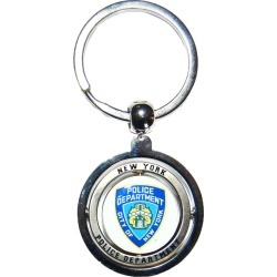 NYPD White Double Sided Spinner Key Ring