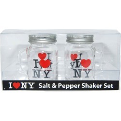 Clear Glass I Love NY Salt & Pepper Shakers 2 Pack