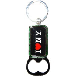 I Love NY Black Bottle Opener Rectangle Key Ring