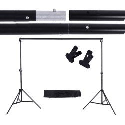 2 * 3m / 6.6 * 9.8ft Adjustable Background Support Stand Photo Backdrop Crossbar Kit with two Clamps