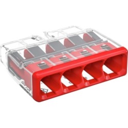 Wago Compact Splicing Connector, 4-Conductor, Red, Pack of 2500 (Wago 2773-404/VE00-2500) found on Bargain Bro from HomElectrical.com for $0.11