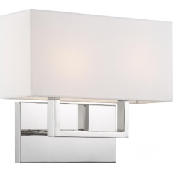 Nuvo 60W Tribeca Series Vanity Light w/ White Linen Shade, Polished Nickel (Nuvo 60-6718) found on Bargain Bro from HomElectrical.com for USD $109.43