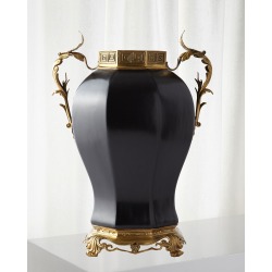 Vase with Brass Lid & Handles