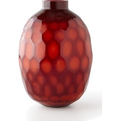 Ruby Red Etched Glass Vase II