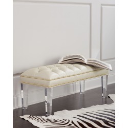 Custan Leather Bench with Acrylic Legs