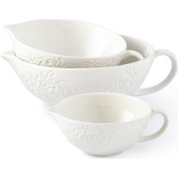 Etched Floral Mixing Bowls, Set of 3