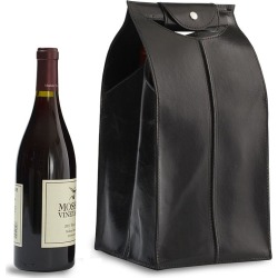 Leather Wine Bag Black 4 Bottle NEW #25684