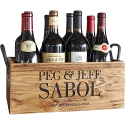 Personalized Recycled Wood Wine Carrier Wedding #25748