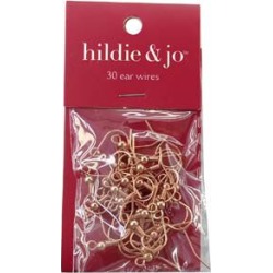 Blue Moon Findings Ear Wire Metal Fish Hook Ball Rose Gold