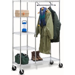 Honey Can Do Rolling Closet with Garment Bar Chrome