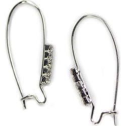 Blue Moon Findings Ear Wire Metal Kidney Large Rhinestone Silver