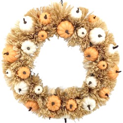 Bloom Room Fall Harvest 24" Pumpkin & Grass Wreath - Orange & Brown