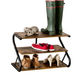 Honey Can Do Z Frame 3 Tier Shoe Rack Rustic