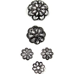 Blue Moon Findings Bead Cap Metal Multi Pack Filigree Black
