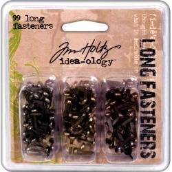 Tim Holtz Idea - Ology Long Fasteners Antique Metallic - Paper Crafting - Scrapbook Supplies - Embellishments