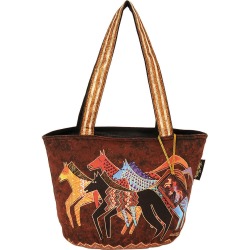 Laurel Burch Medium Tote Zipper Top 13.75"x6"x9.75" Native Horses