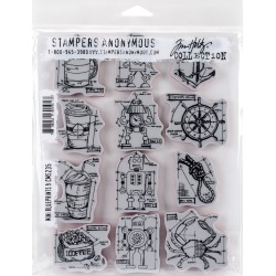 Tim Holtz Cling Stamps 7"X8.5" Mini Blueprints #9