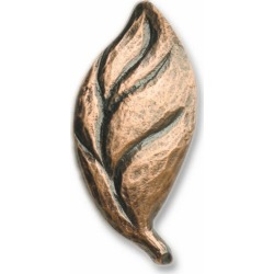 Buck Snort Hardware Carved Leaf, Right Face, Antique Brass