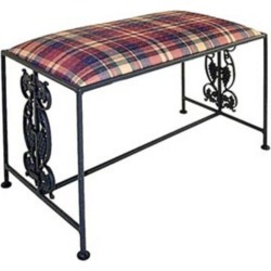 Grace Vineyard Wrought Iron Bench, 36in, Palomino Black Fabric, Gun Metal Finish