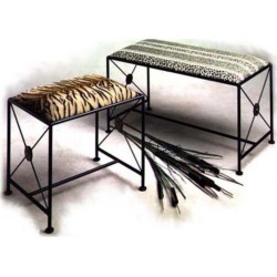 Grace Neo Classic Wrought Iron Bench, 20in, Palomino Black Fabric, Gun Metal Finish